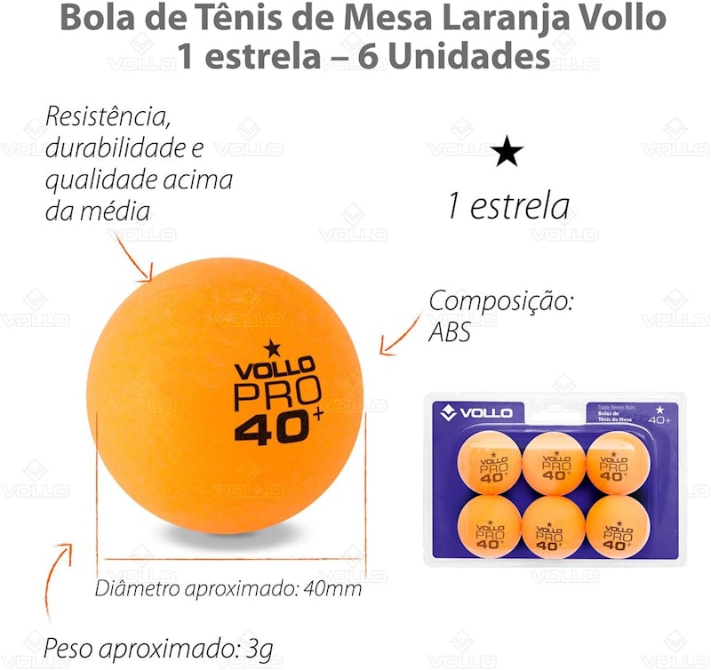 Bola de Tênis de Mesa Ping-Pong Laranja 1 Estrela 6 Unidades 4