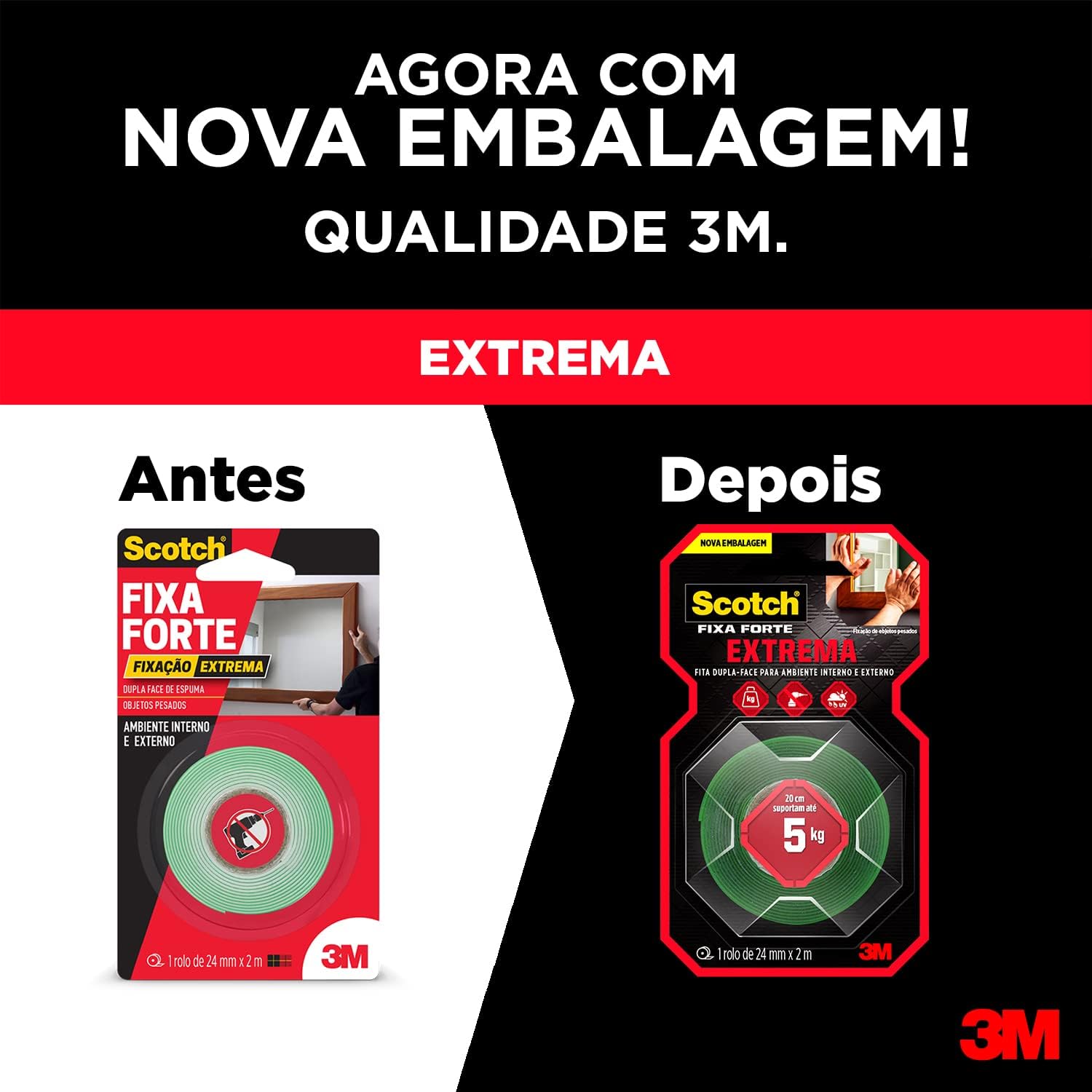 Fita Dupla Face 3M™ Scotch® Fixa Forte Fixação Extrema 3
