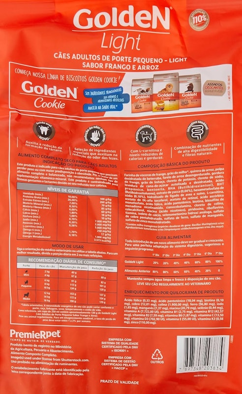 GoldeN Formula Cães Adultos Porte Pequeno Frango & Arroz Light 3