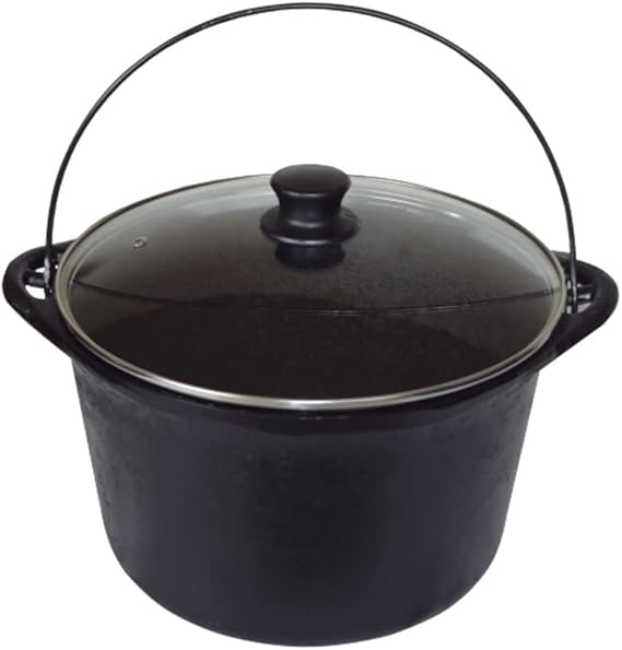 Panela Ferro Fundido Caldeirão Antigo Tampa Vidro 28 cm Duralar 1