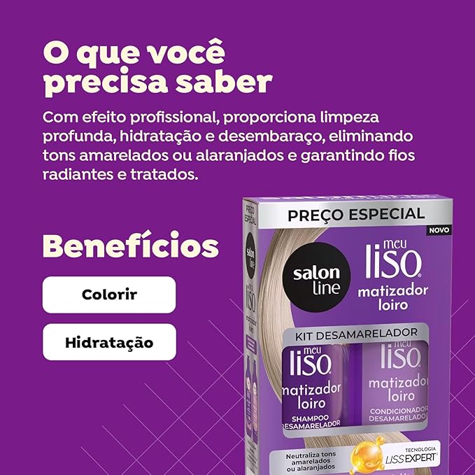 Kit Shampoo e Condicionador Matizador Meu Liso 2