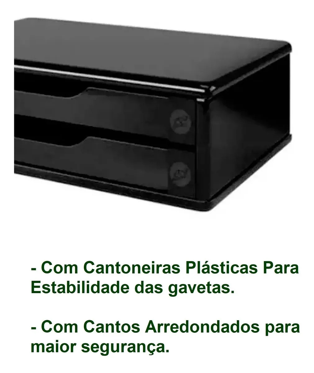 Suporte para Monitor com 2 Gavetas MDF Black Piano Souza 3