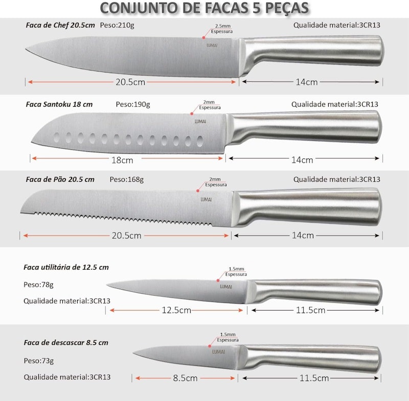 Conjunto de Facas 5 Peças 5