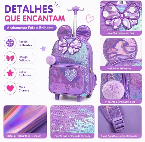  Kit Bolsa Feminina, Lancheira e Estojo 4