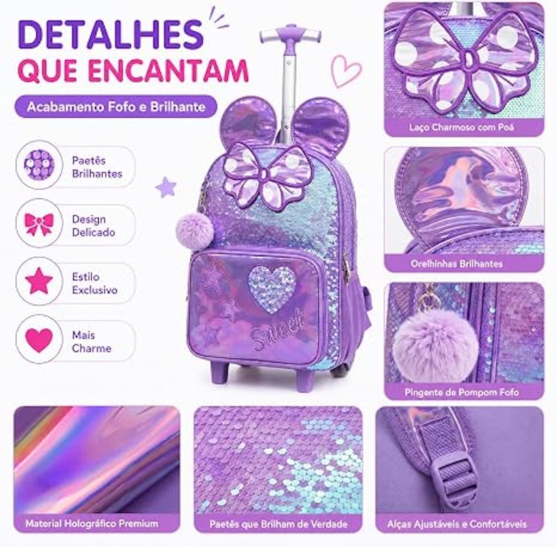 Kit Bolsa Feminina, Lancheira e Estojo 4