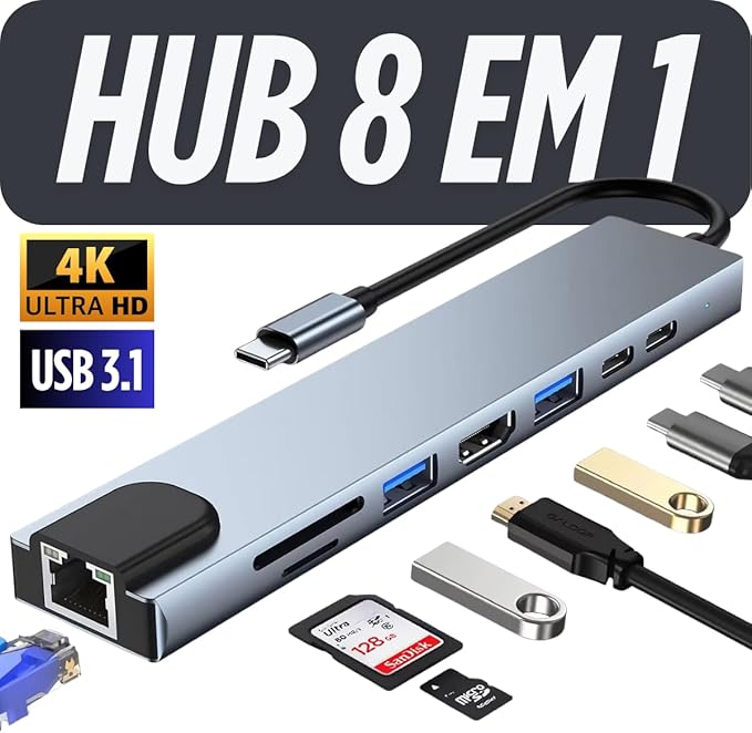 Adaptador Dock Station Hub 8 em 1 2