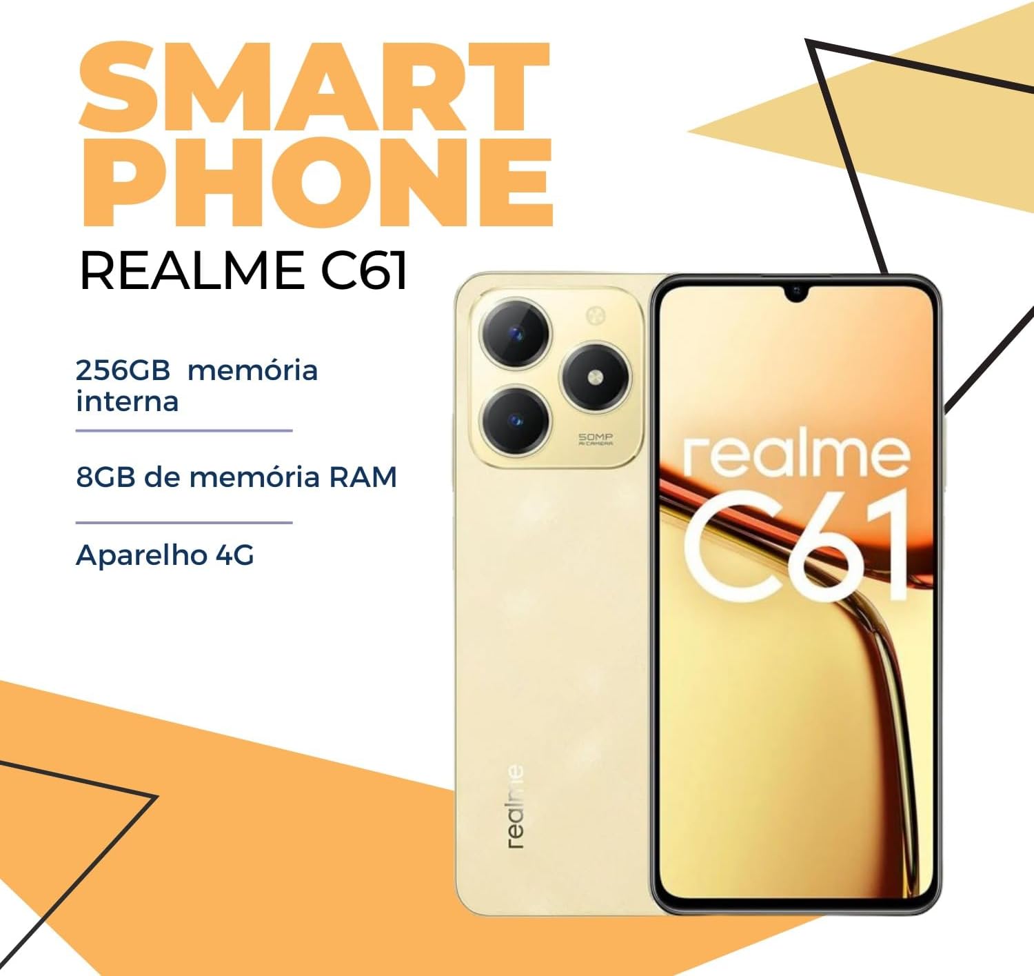 Smartphone Realme C61 256 GB e 8 GB de RAM 4