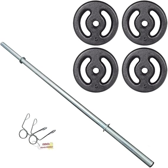 Kit 20 Kg Anilhas + 1 Barra 120 cm com Presilhas 1