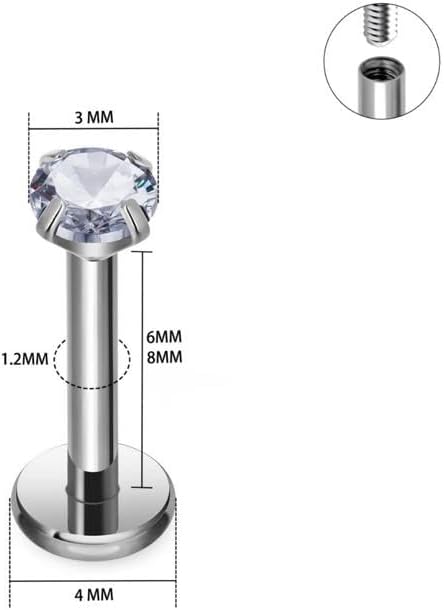 Kit 2 Piercings Zircônia Dourado e Prata Titânio Hipoalergênico 4