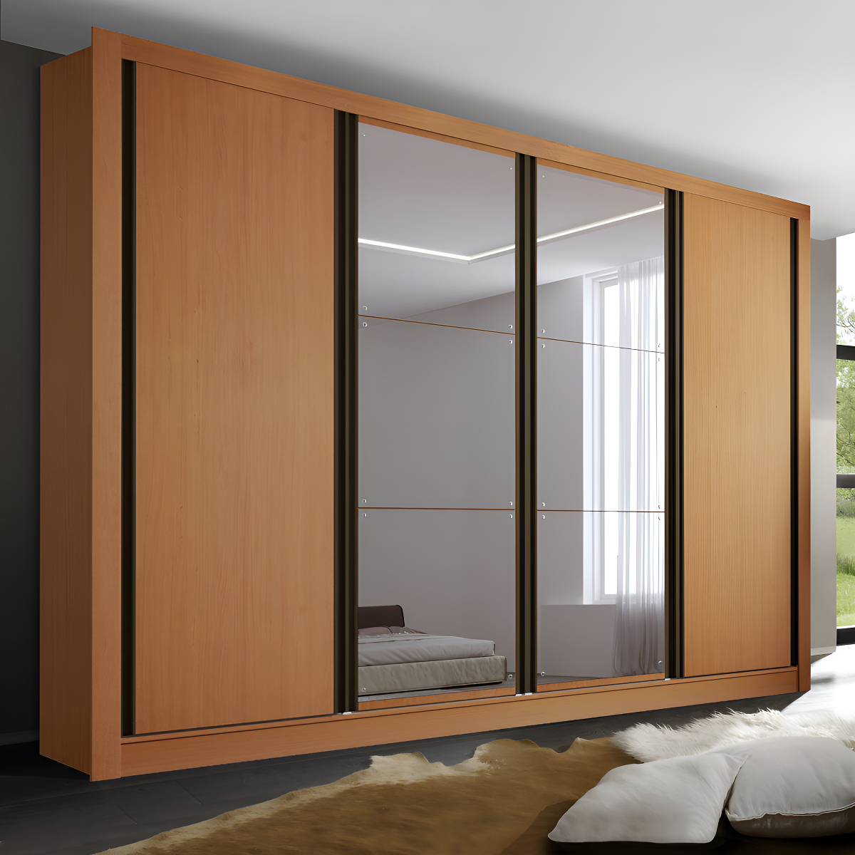 Guarda-Roupa Casal Premium Zara com Espelho 4 Portas 4 Gavetas 3