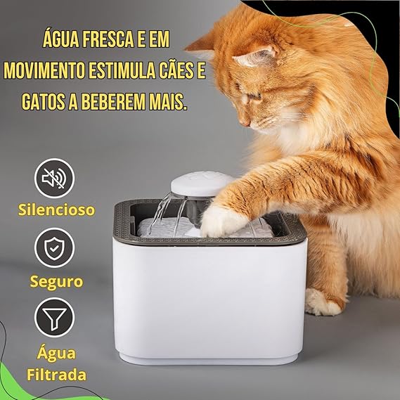 Fonte Bebedouro Elevado Automático de Água 2,5 L Filtro Cães e Gatos Premium Pet 2
