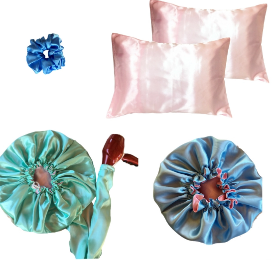 Kit Touca Difusora, Touca de Cetim, Fronhas e Xuxinha 1