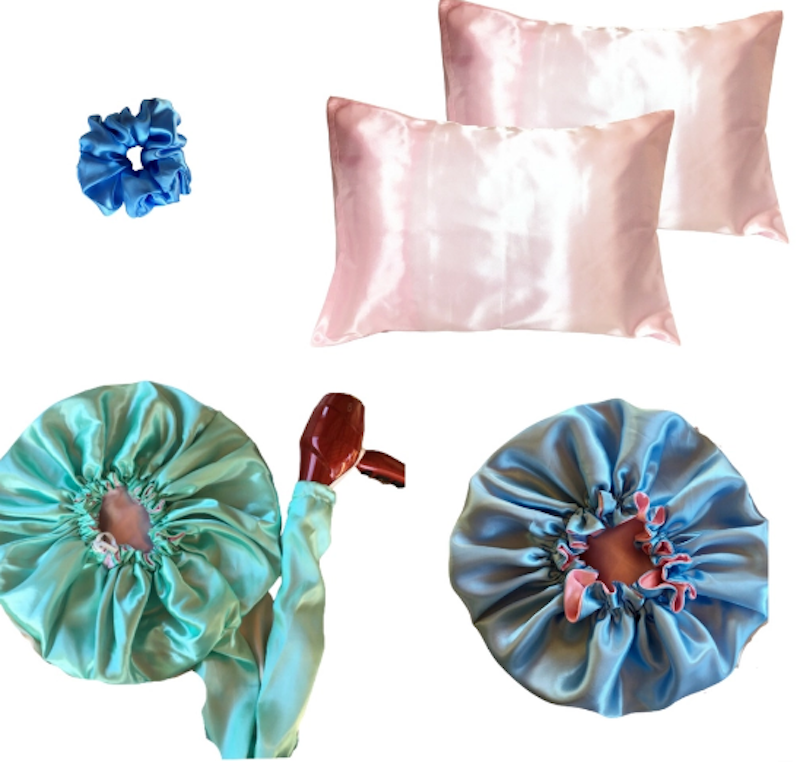 Kit Touca Difusora, Touca de Cetim, Fronhas e Xuxinha 1