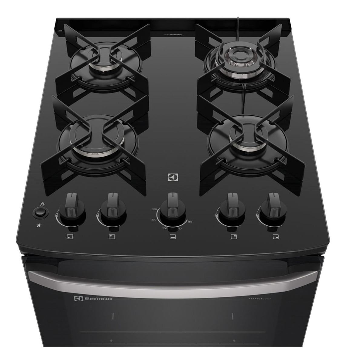 Fogão 4 Bocas Electrolux Preto Efficient Mesa Vidro 4