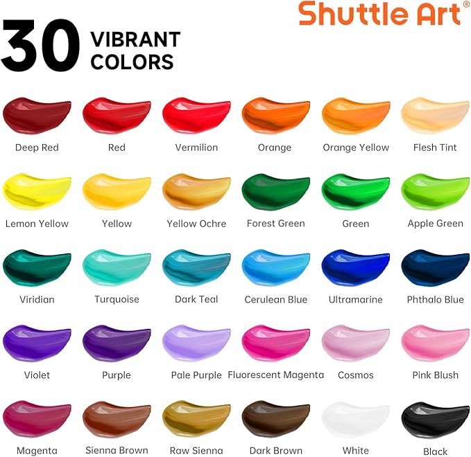 Conjunto de Tinta Acrílica de 30 Cores 2