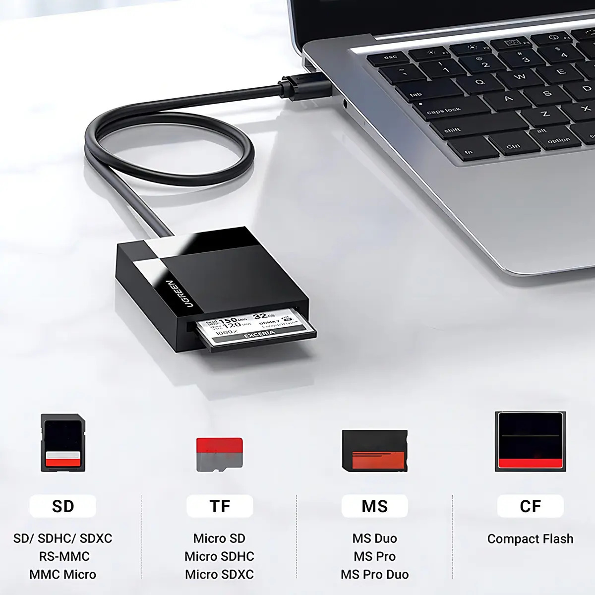 Leitor de Cartão Memória Ugreen para Usb 3.0 Externo Portátil 2