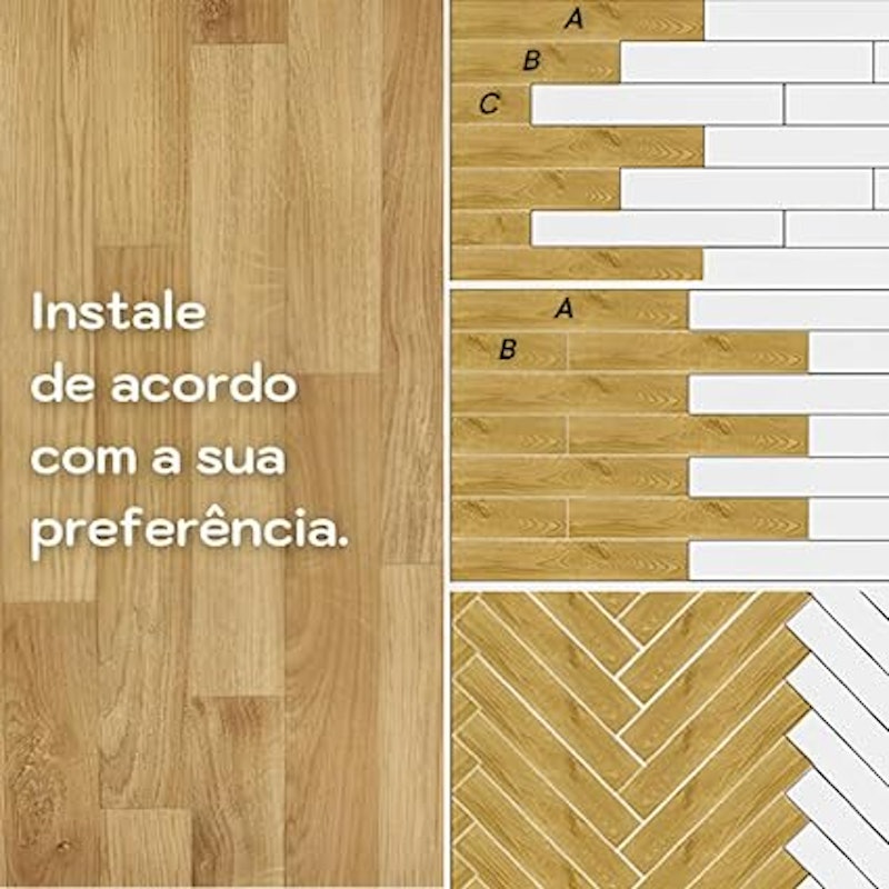 Piso Vinílico Adesivo Autocolante Régua Madeira Antiderrapante Lavável Moderno Caixa 36 Peças 5 m² 5