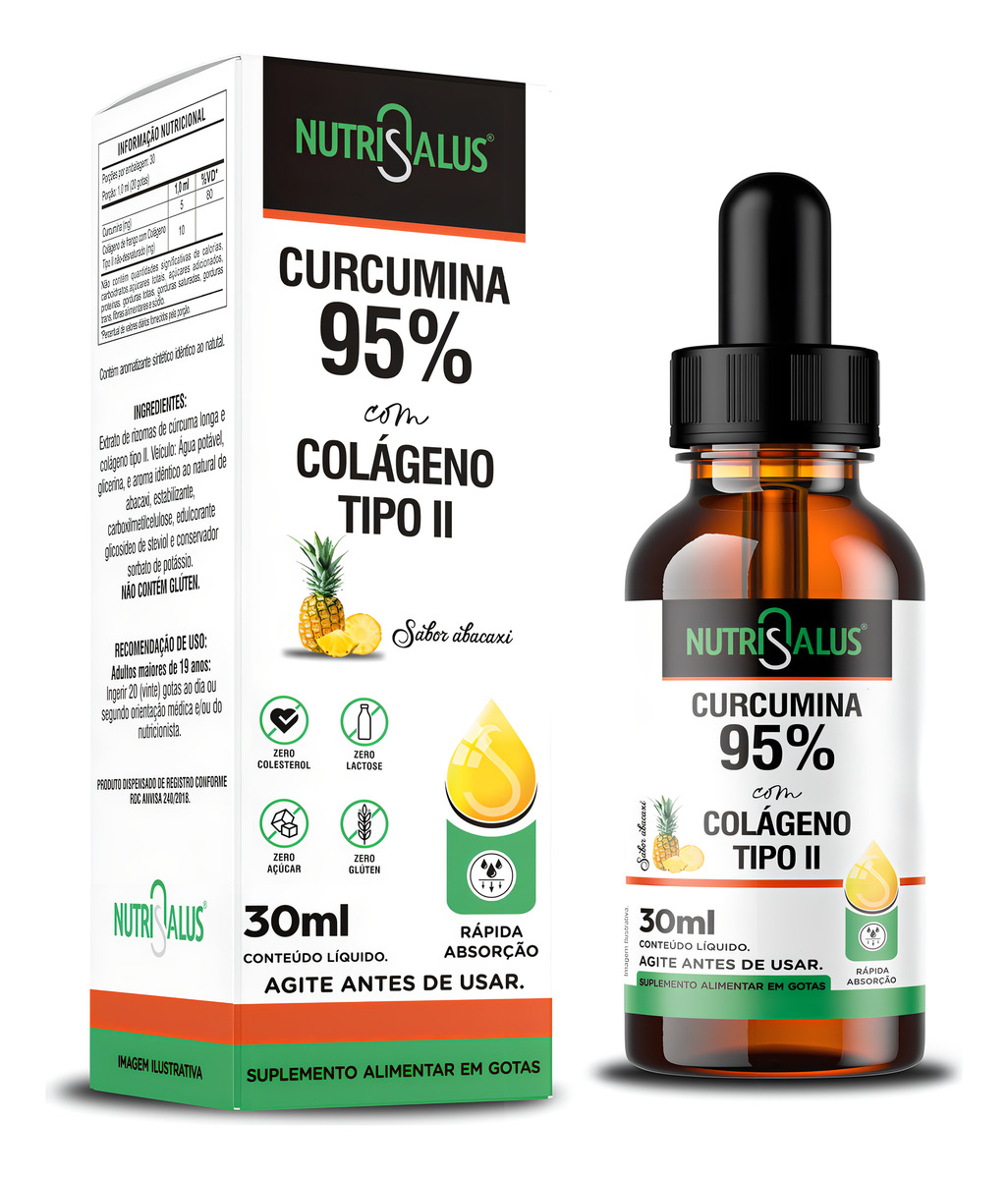 Curcumina 95% com Colágeno Tipo II Gotas NutriSalus 2