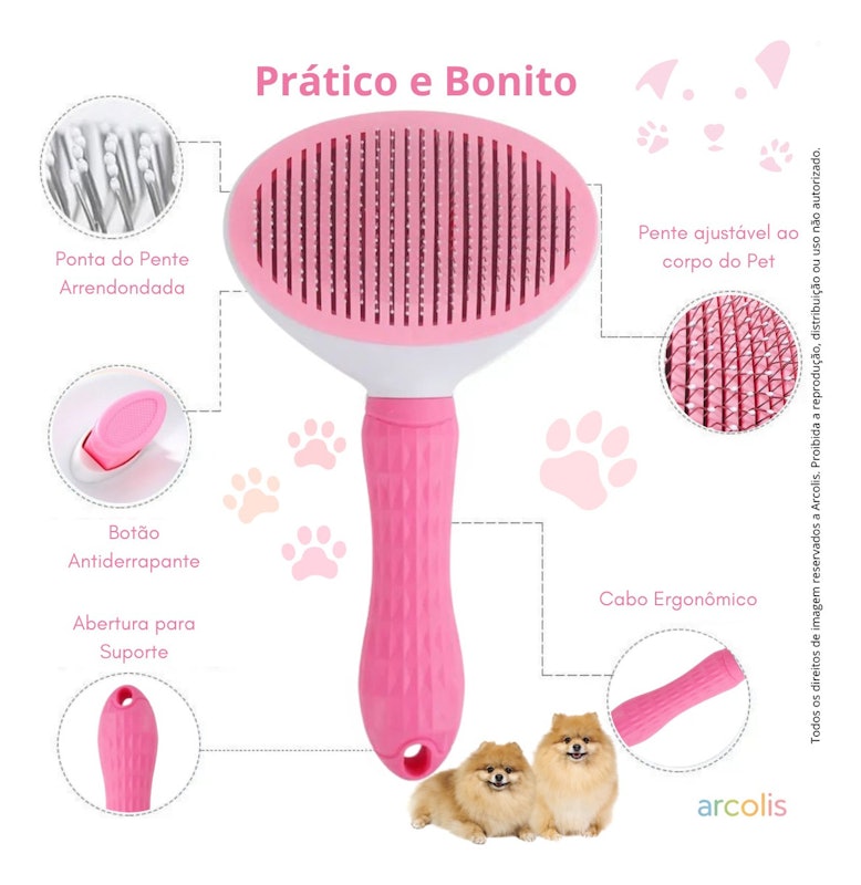 Escova Rasqueadeira Limpa e Tira Pelos 3