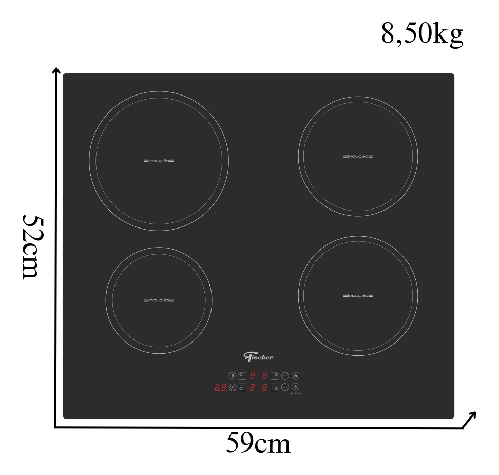 Cooktop de Indução Fischer 4 Bocas Vitrocerâmica 4