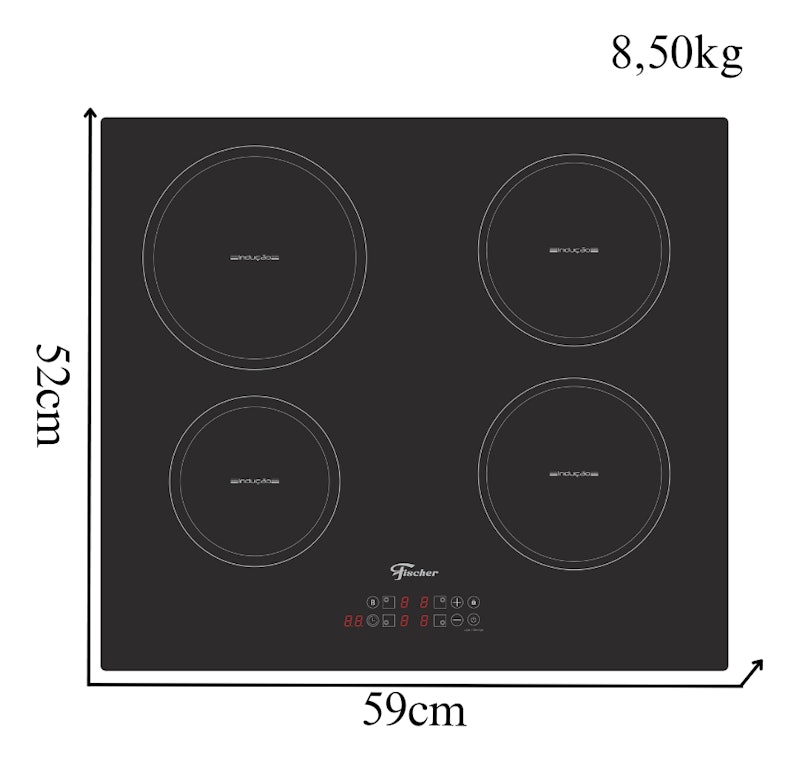 Cooktop de Indução Fischer 4 Bocas Vitrocerâmica 4