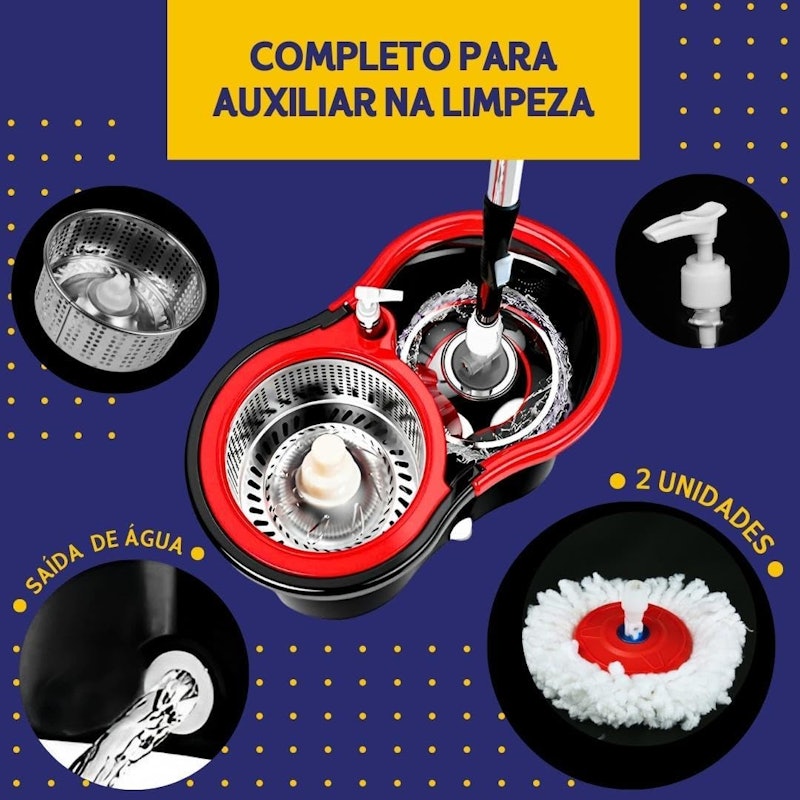 Mop Giratório com Cesto em Inox 3