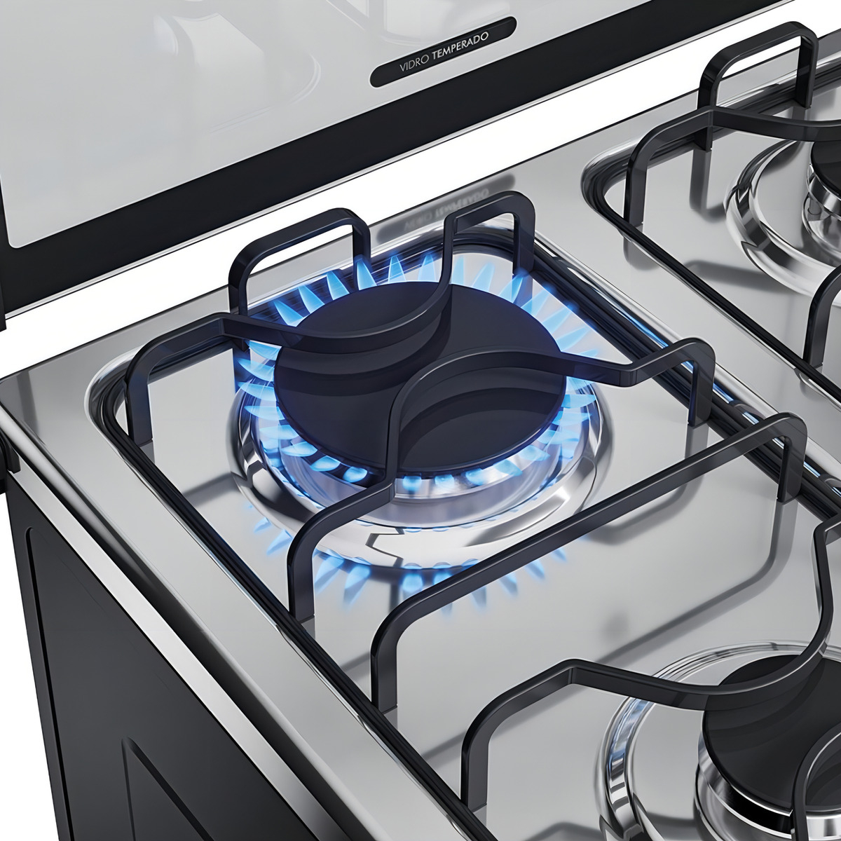 Fogão 4 Bocas Preto com Mesa Inox Dako Magister 5