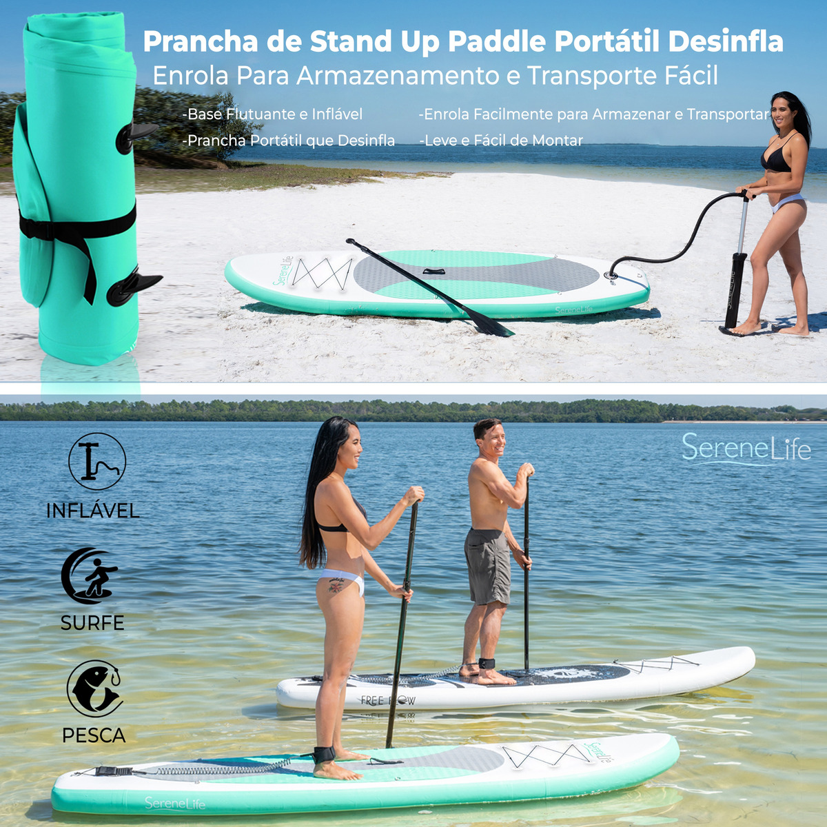 Prancha de Stand Up Paddle Inflável Deck Estável Antiderrapante PVC 4