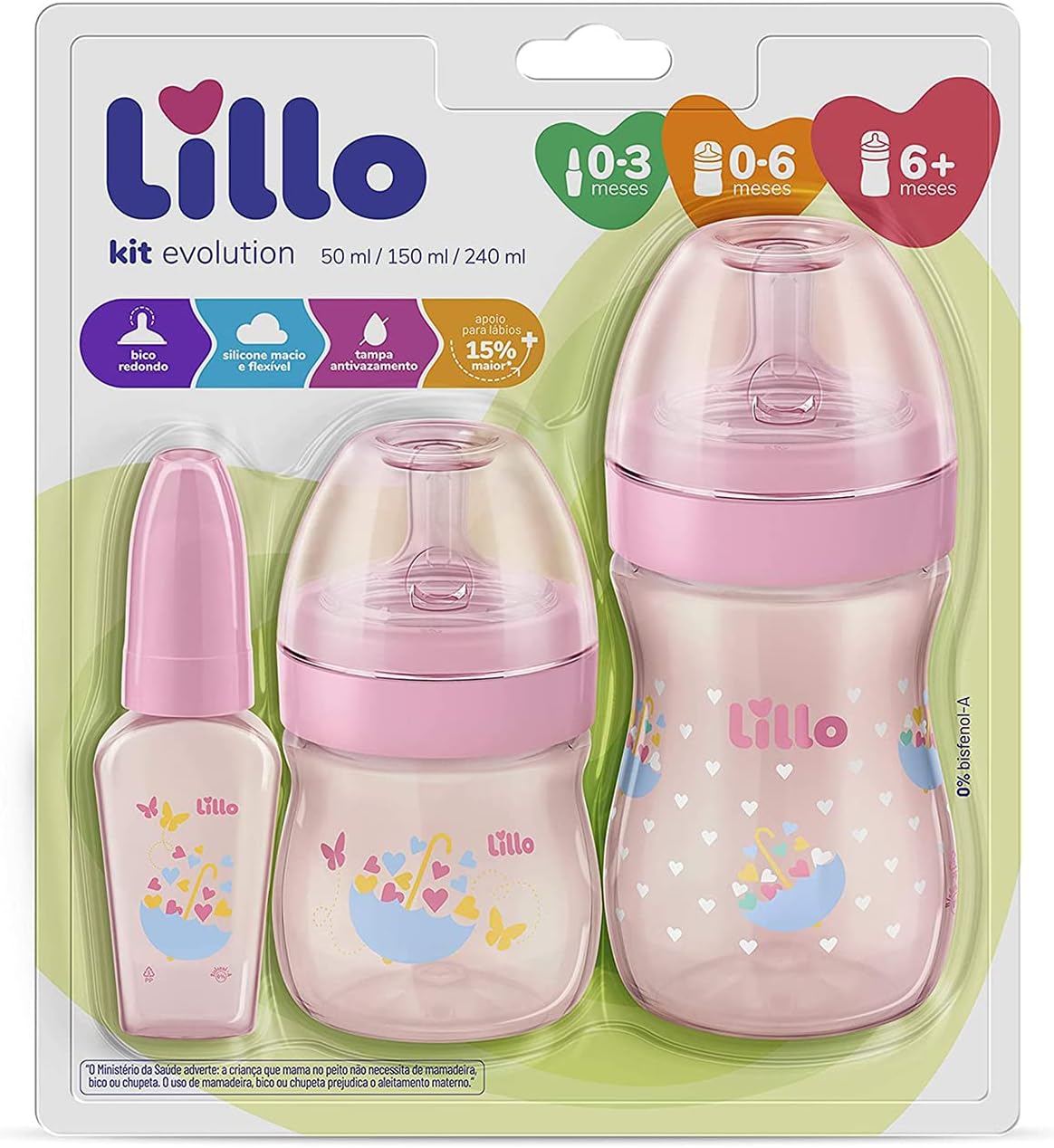 Kit Mamadeiras Lillo Evolution 50 + 150 + 240 ml 5