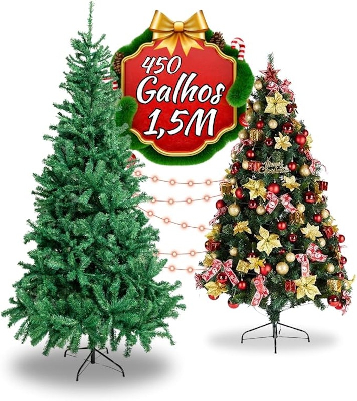 Árvore de Natal Pinheiro Luxo Clássica 1,5 m com 450 Galhos 2