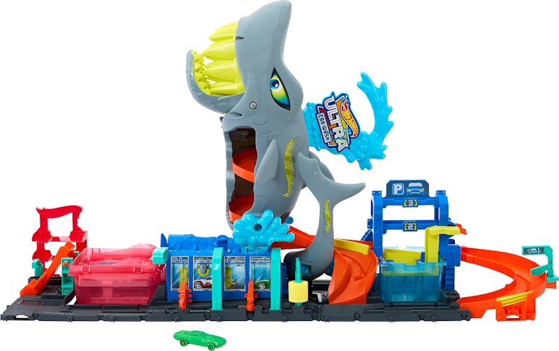Hot Wheels City Pista de Brinquedo Lava-Rápido Mega Tubarão 1