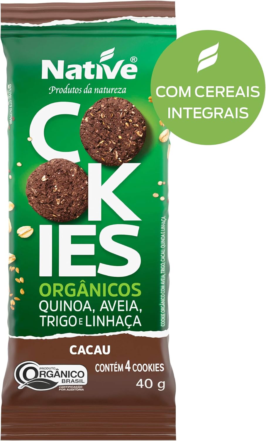 Cookies Orgânicos Native De Quinoa, Aveia, Trigo e Linhaça Sabor Cacau 40 g 3