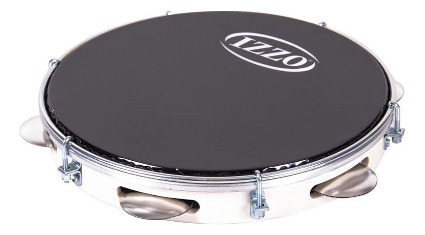 Pandeiro Izzo 10” ABS Branco com Pele Preta 2
