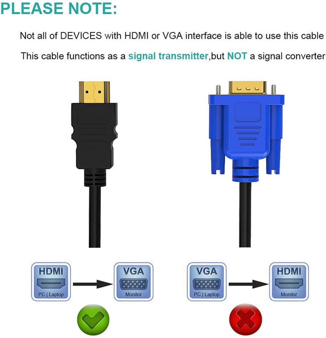 Cabo Conversor HDMI para VGA 1080p 5