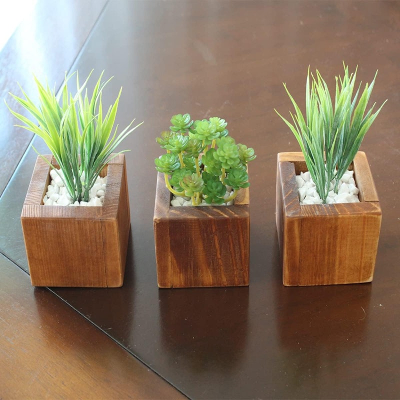 Kit 3 Vasinhos Planta Artificial Decoração Gabinete Banheiro 4