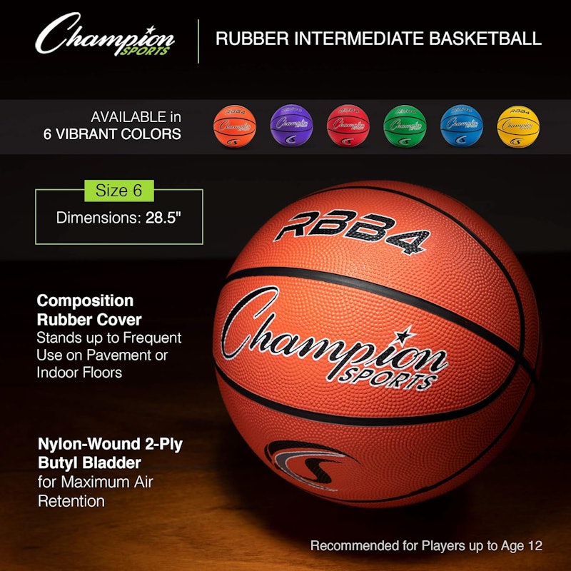 Bola de Basquete de Borracha Tamanho 6 Laranja Champion Sports 3