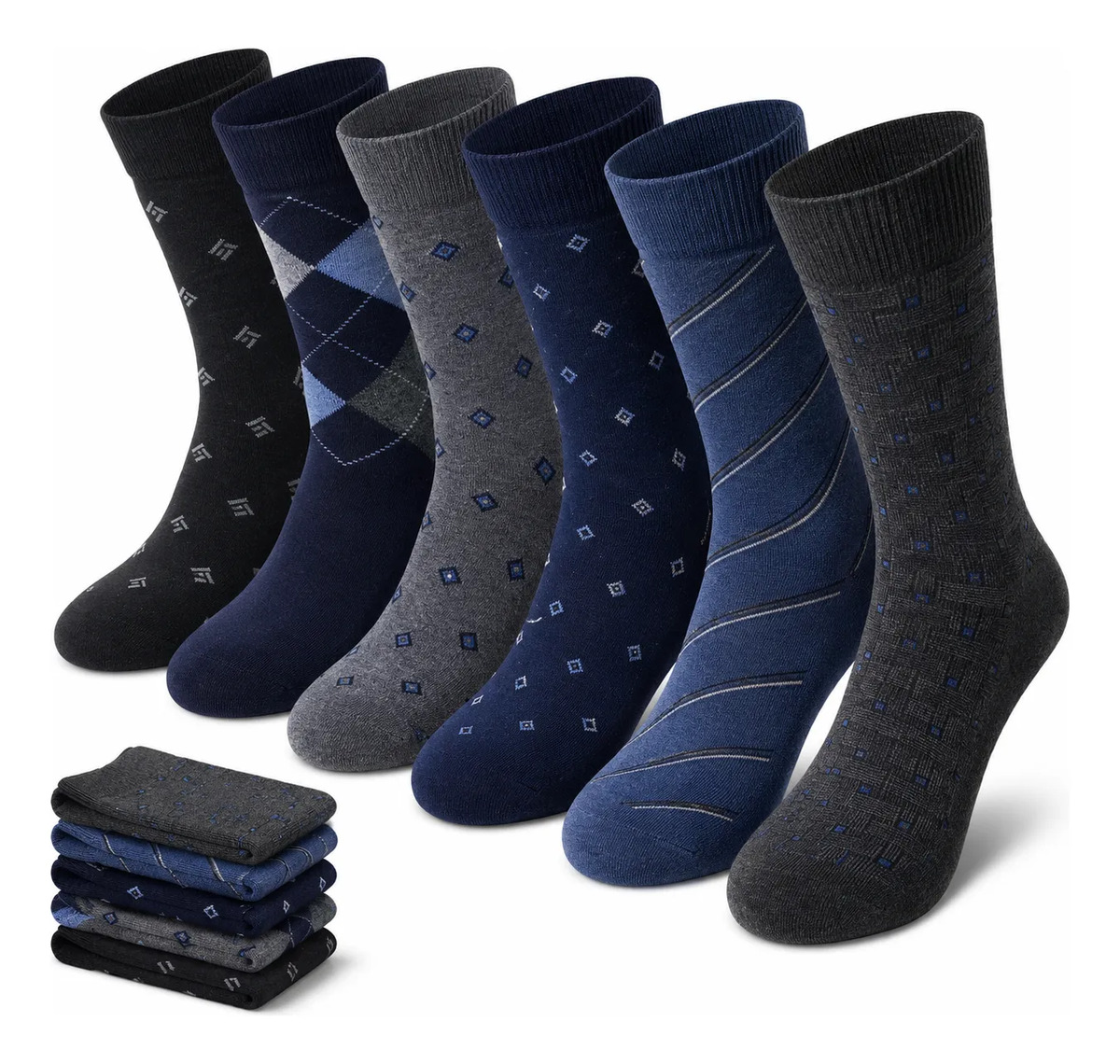 Kit 6 Pares Meia Social Masculina Cano Longo 1