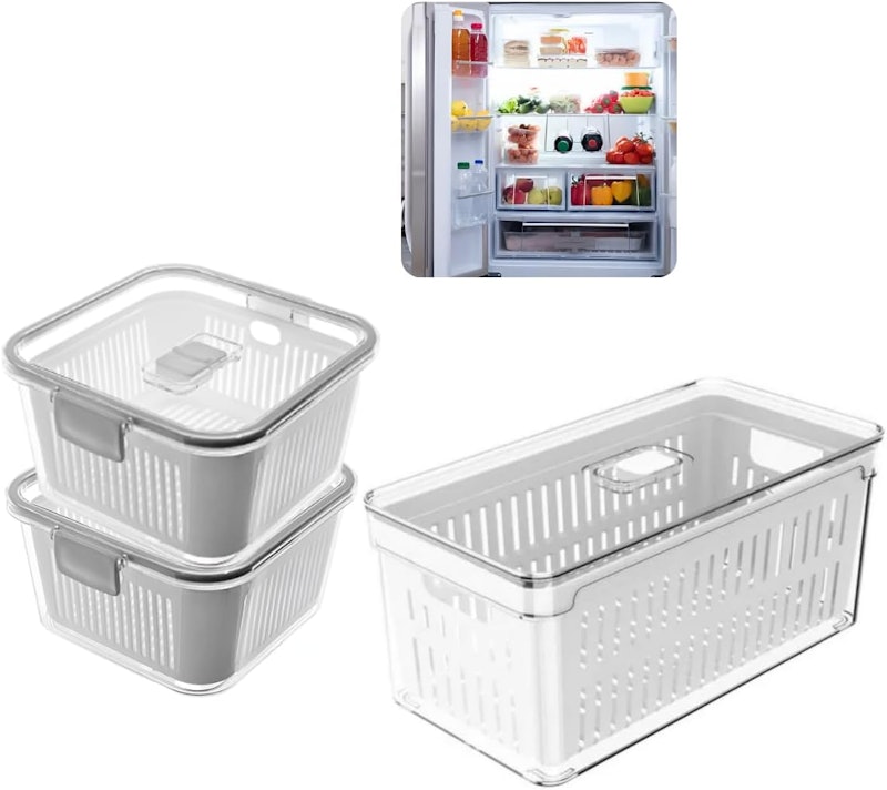 Kit 3 Organizadores Geladeira Âncora Shopp Hermético Acrílico Transparente 1