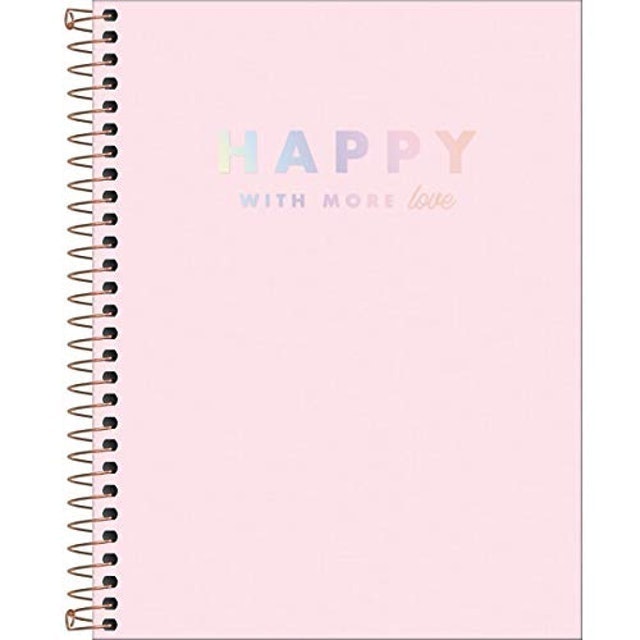 Caderno Espiral Capa Plástica Colegial 1 Matéria Happy Azul 2
