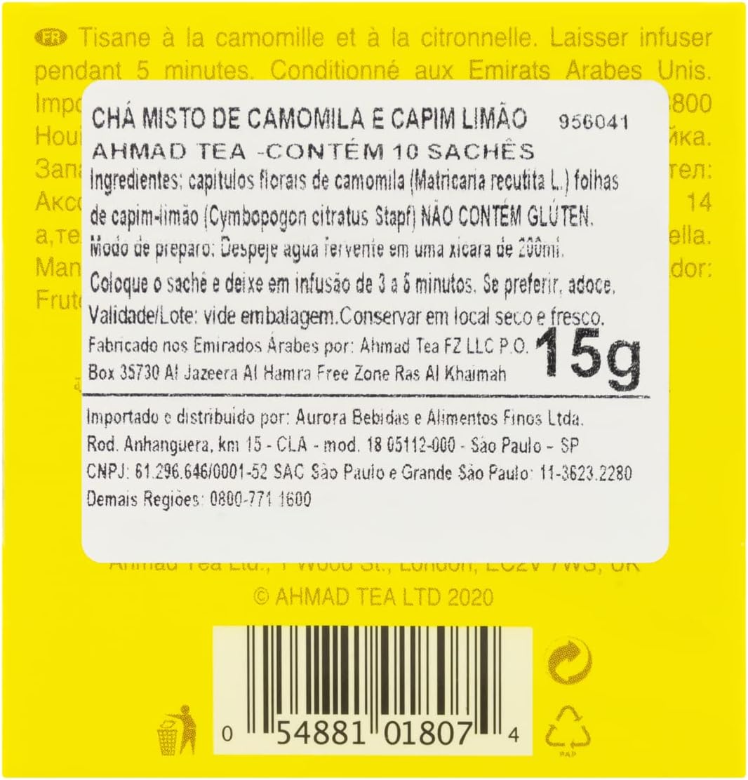 Infusão de Camomila e Capim-Limão Ahmad Tea London 3
