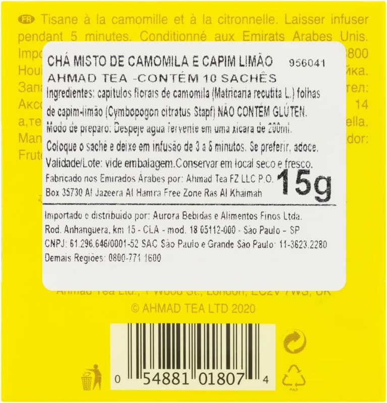 Infusão de Camomila e Capim-Limão Ahmad Tea London 3