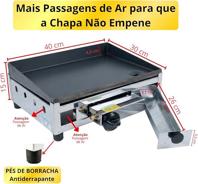 Chapa de Lanche a Gás Profissional com Prensa de Ferro Fundido 5
