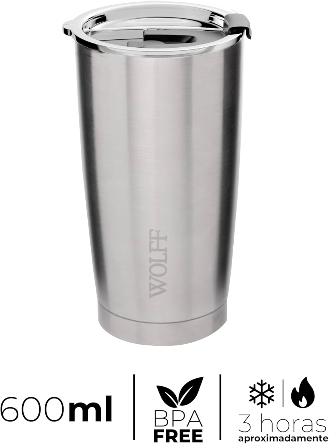 Copo Térmico de Aço Inox Parede Dupla com Tampa 2