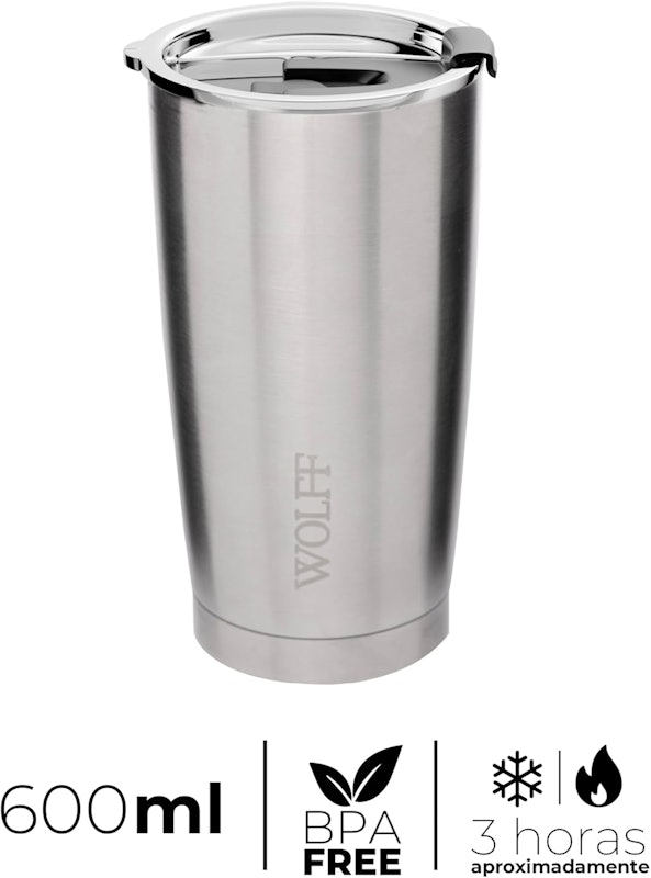 Copo Térmico de Aço Inox Parede Dupla com Tampa 2