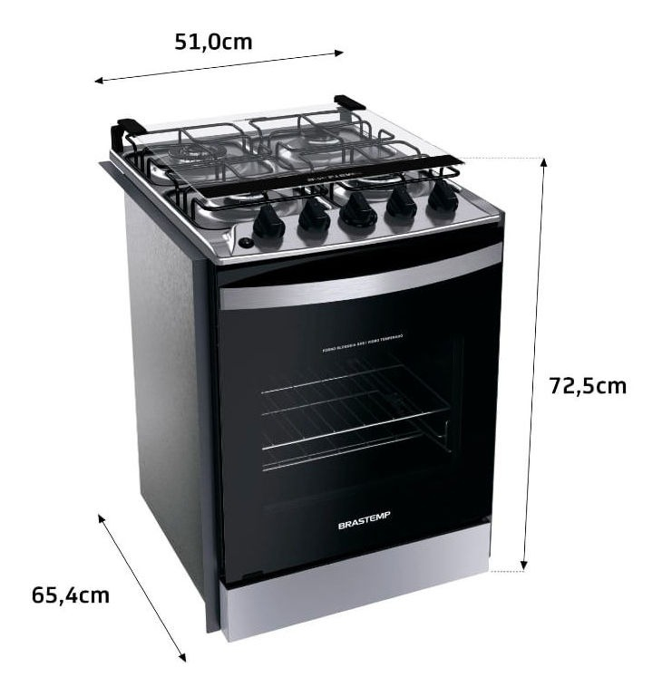 Fogão Brastemp 4 Bocas de Embutir Inox com Dupla Chama e Grades Individuais 3