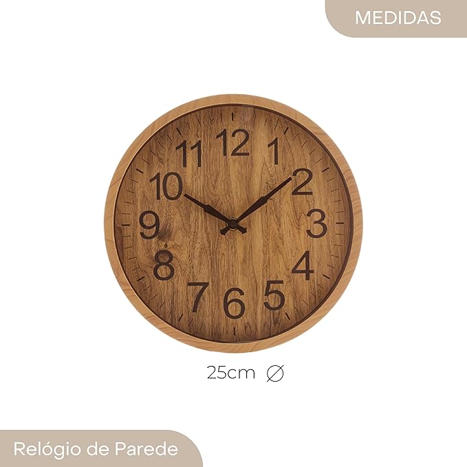 Relógio de Plástico para Parede Wood 5