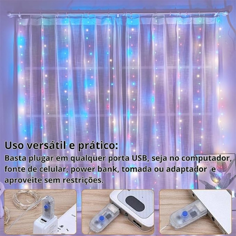 Cortina de LED 3x3 m 300 LEDs 2