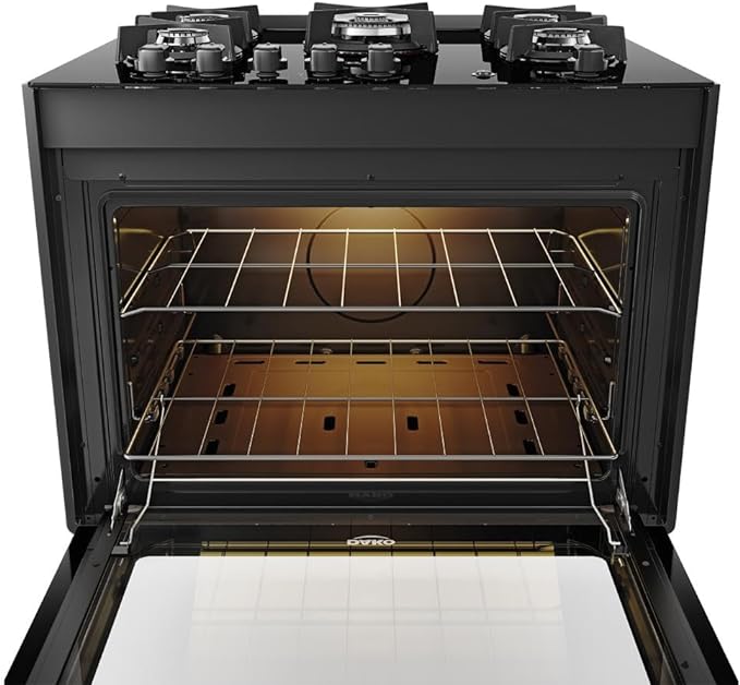 Fogão de Embutir 5 Bocas Preto com Mesa de Vidro Dako Supreme 3