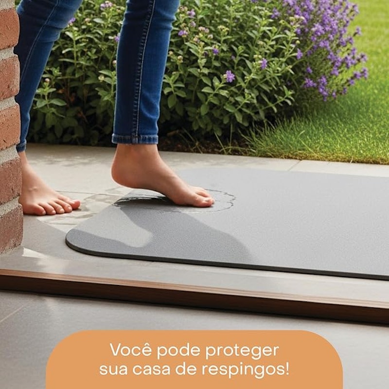 Tapete de Pedra Diatomita para Banheiro Cinza 60 x 39 cm 5