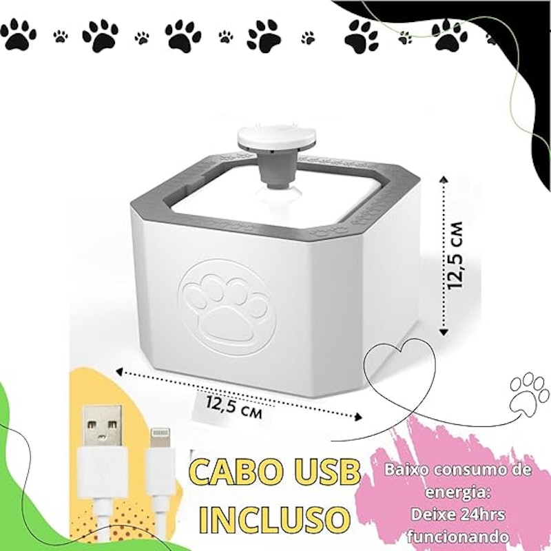 Fonte Bebedouro Elevado Automático de Água 2,5 L Filtro Cães e Gatos Premium Pet 4